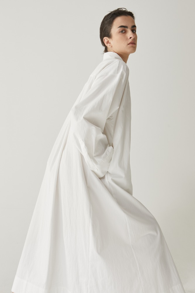Maxi long shirts dress in off white